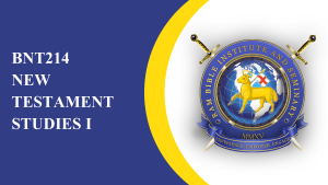 BNT214 - New Testament Studies I